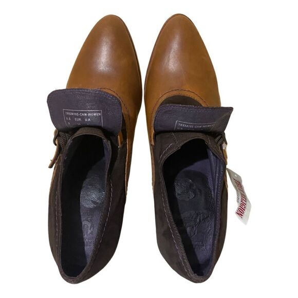 True Religion Dark Academia Brown Leather Suede Heeled Ankle Mary Jane Boots - Picture 11 of 12